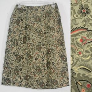 Charter Club Petite Silk Floral Sage Green Skirt